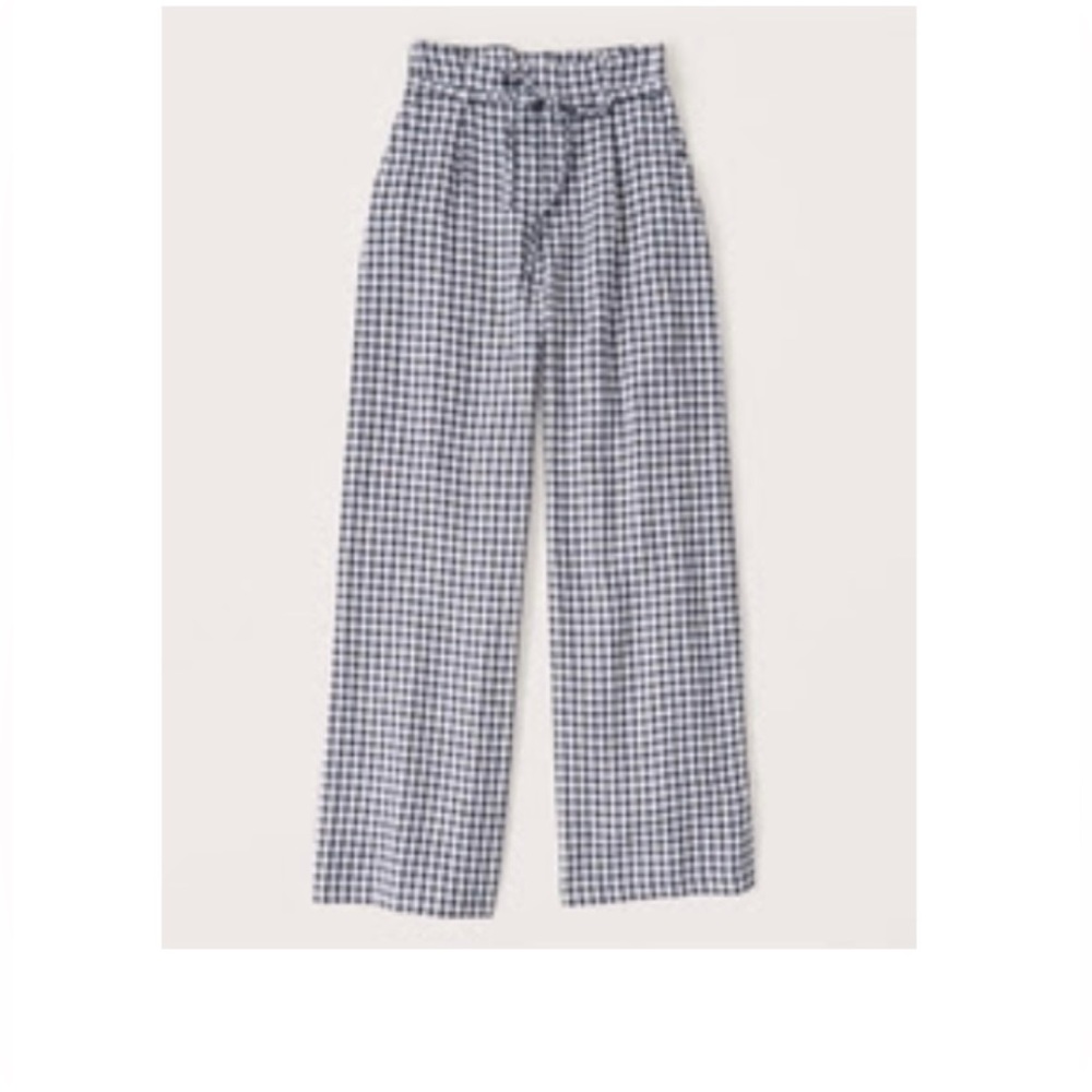 Women’s Abercrombie & Fitch Linen Wide Leg Trousers XS Extra Small Navy Blue